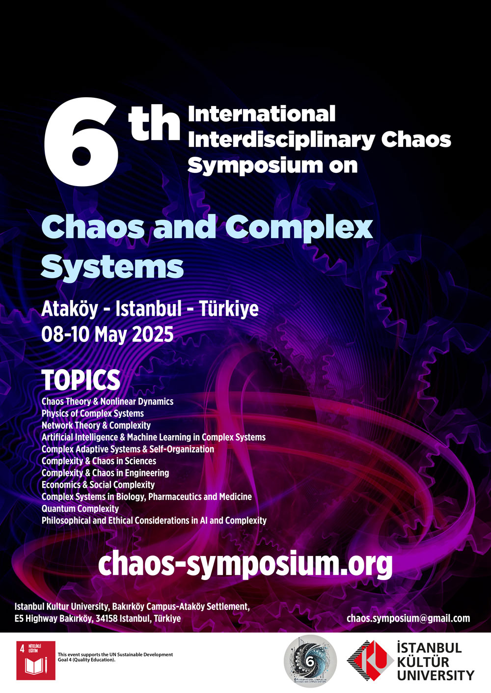 6th International Interdisciplinary Chaos Symposium on Chaos and Complex Systems (SCCS2025) 